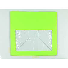 Dárkový papírový sáček s okénkem, na šířku, bílý kraft, 37x36+29 cm, 100g, zelený