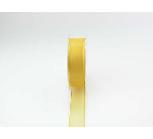 Stuha organzová s drátkem 2,5 cm/20 m, barva žlutá
