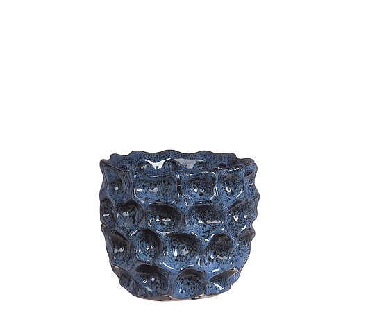 Keramický květináč glazovaný promačkávaný ø 15x13,5 cm, tm. Modrý