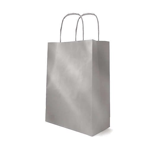 Papírová taška metalická, malá 18x8x22 cm, stříbrná