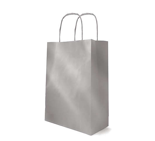 Papírová taška metalická, střední 23x12x30 cm, stříbrná