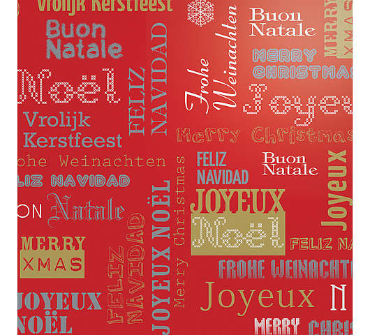 Vánoční balicí papír Texto rouge 60 g/m2, 0,69x10 m 1+1 ZDARMA