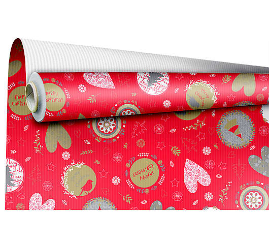 Vánoční balicí papír Gaspar červeno-bílý 60 g/m2, 0,69x10 m 1+1 ZDARMA
