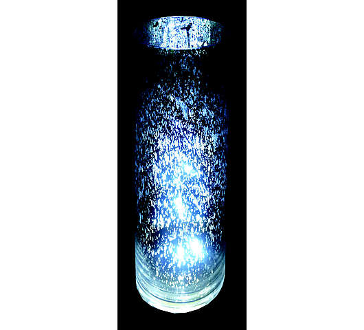Skleněná svítící váza VÁLEC metalická Ø 12 cm, v. 35 cm