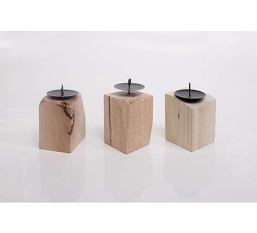 Dřevěný designový svícen z CEDRELY 7x7x8 cm, sada 3 ks