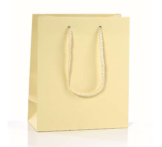 Dárková taška luxusní se šňůrkou - vanilková 22x29x10 cm